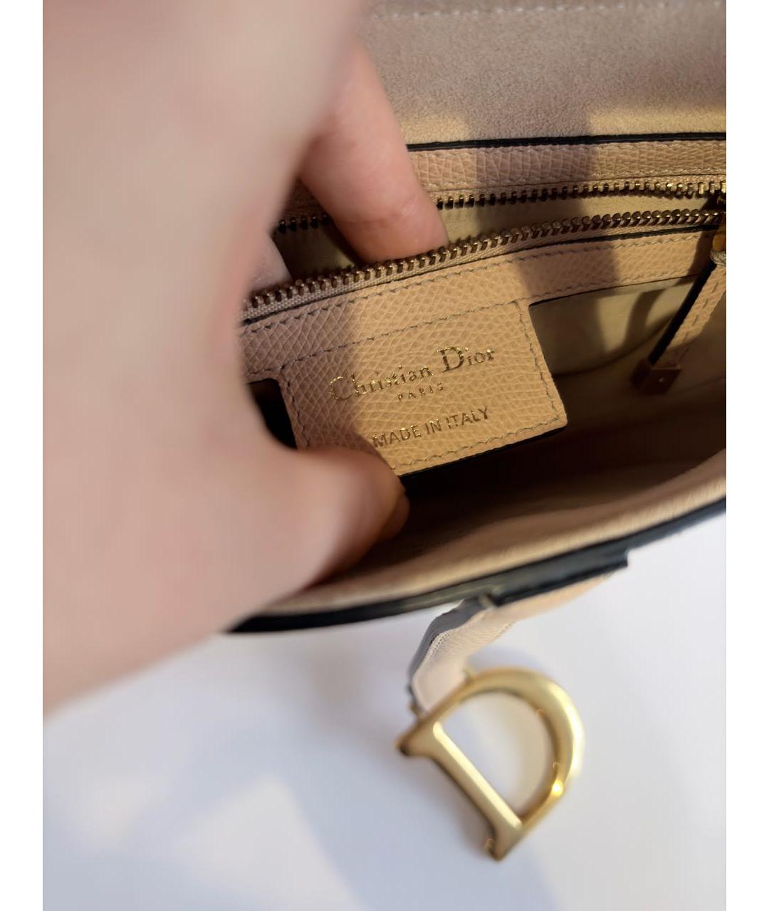 CHRISTIAN DIOR Бежевая кожаная сумка через плечо, фото 4