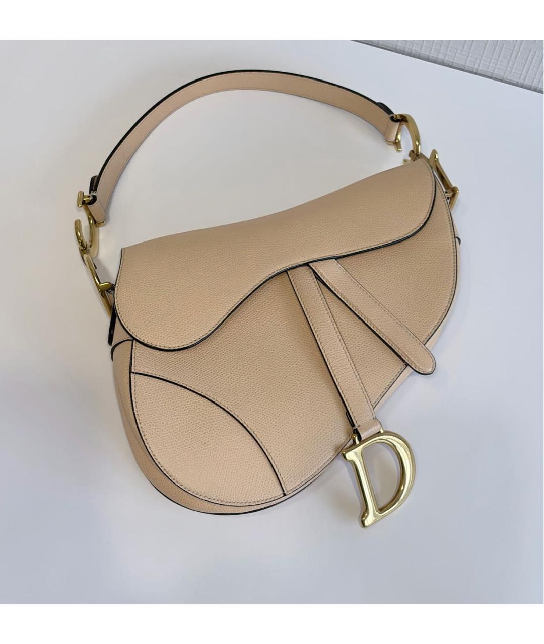 CHRISTIAN DIOR Бежевая кожаная сумка через плечо, фото 9