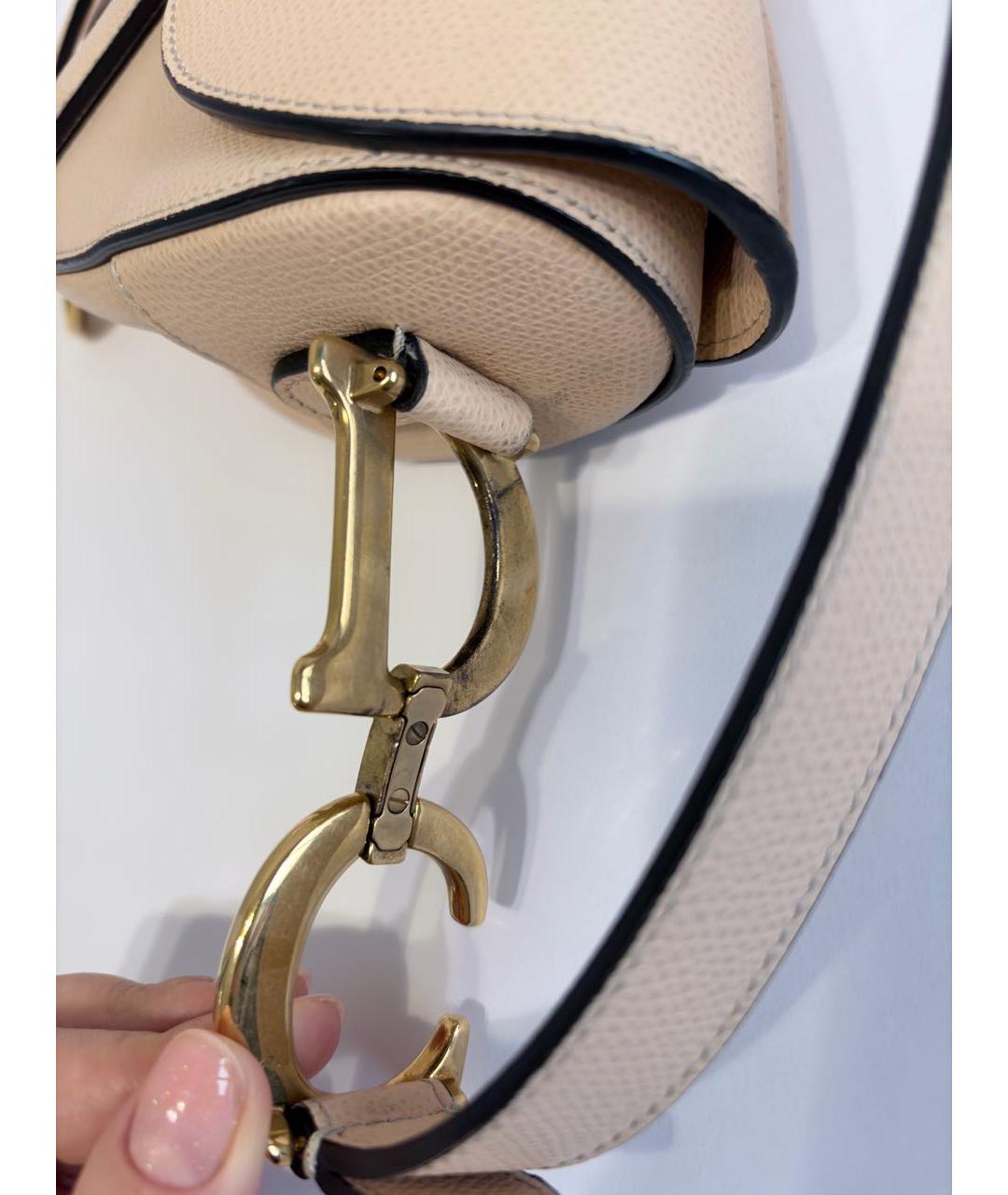 CHRISTIAN DIOR Бежевая кожаная сумка через плечо, фото 7