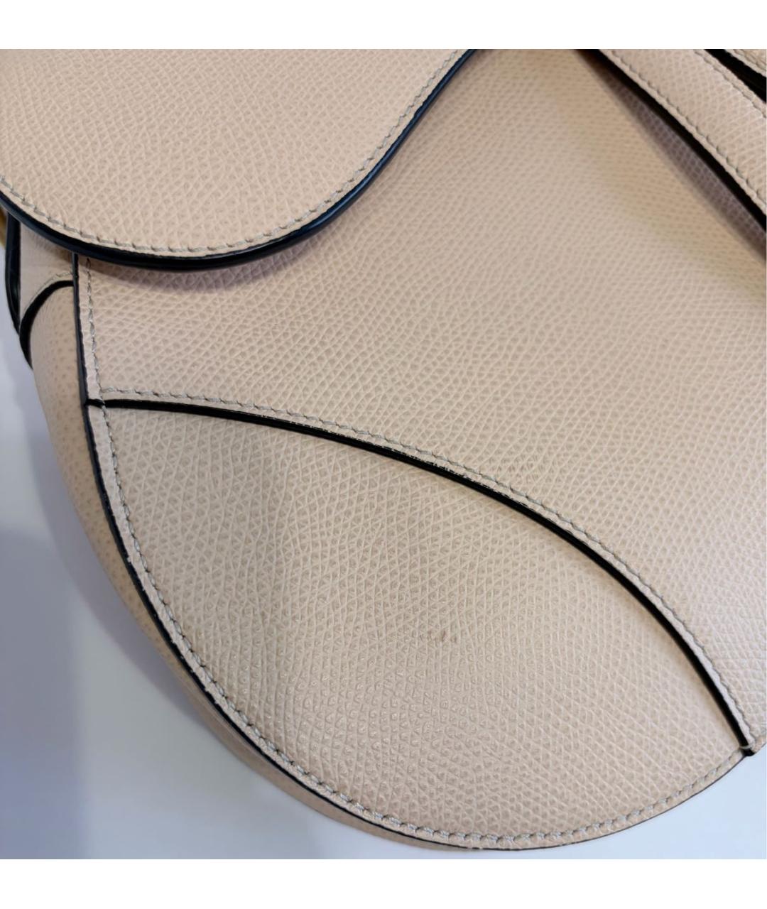 CHRISTIAN DIOR Бежевая кожаная сумка через плечо, фото 6