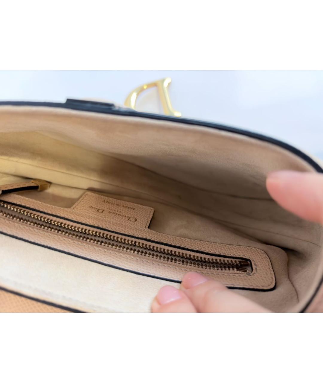 CHRISTIAN DIOR Бежевая кожаная сумка через плечо, фото 5