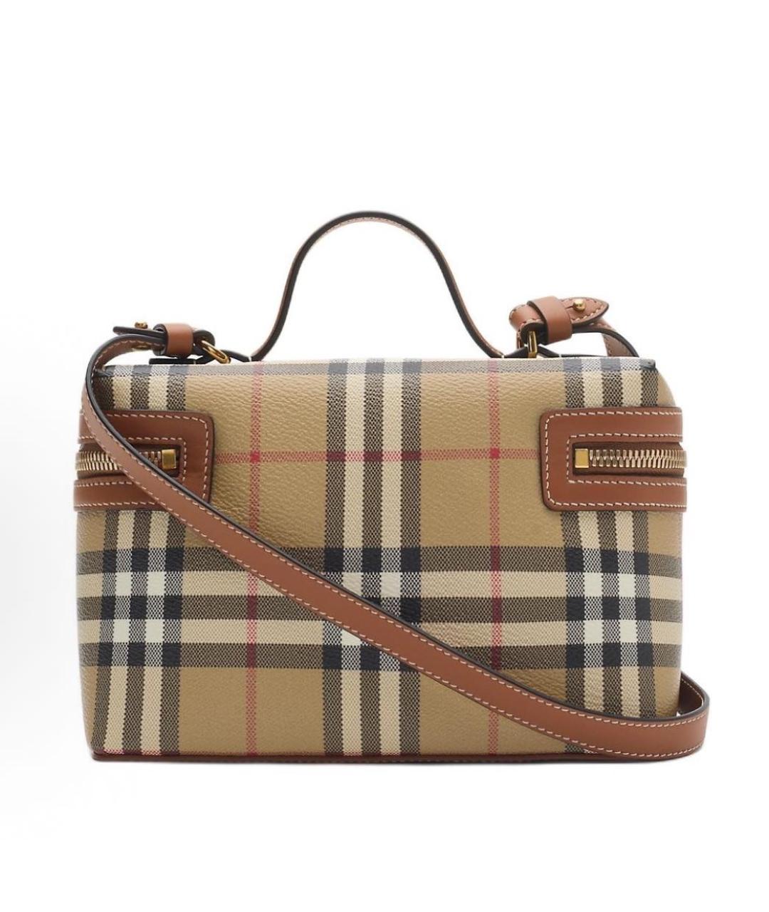 BURBERRY Бежевая кожаная сумка с короткими ручками, фото 3