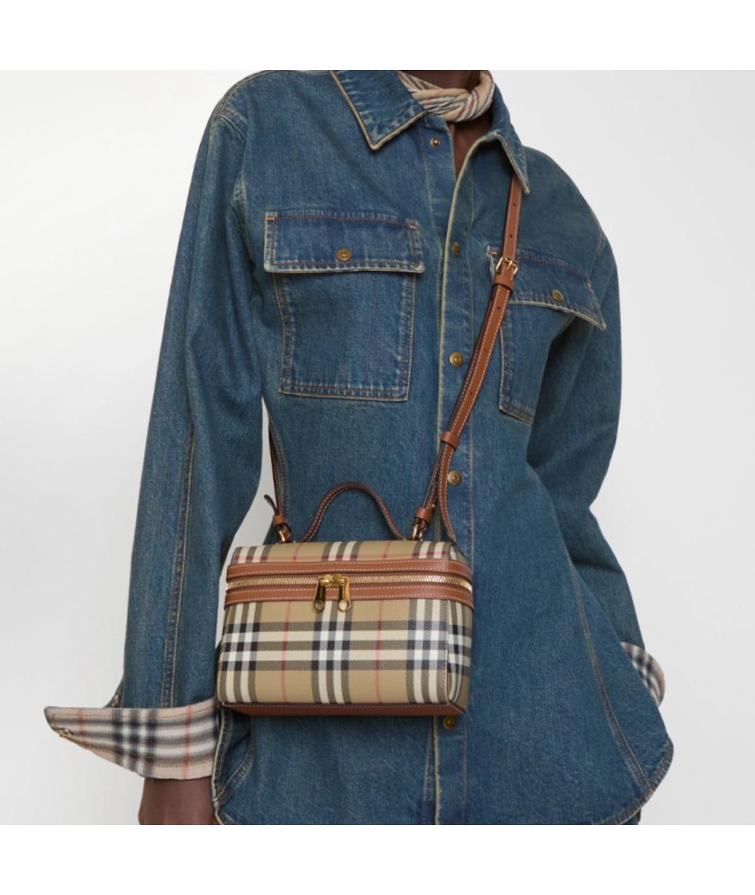 BURBERRY Бежевая кожаная сумка с короткими ручками, фото 5