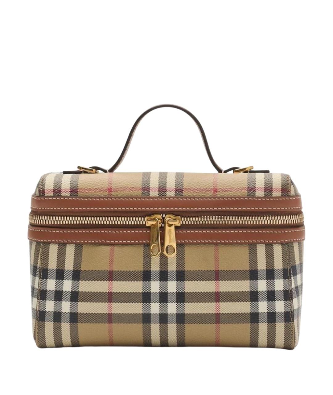 BURBERRY Бежевая кожаная сумка с короткими ручками, фото 1