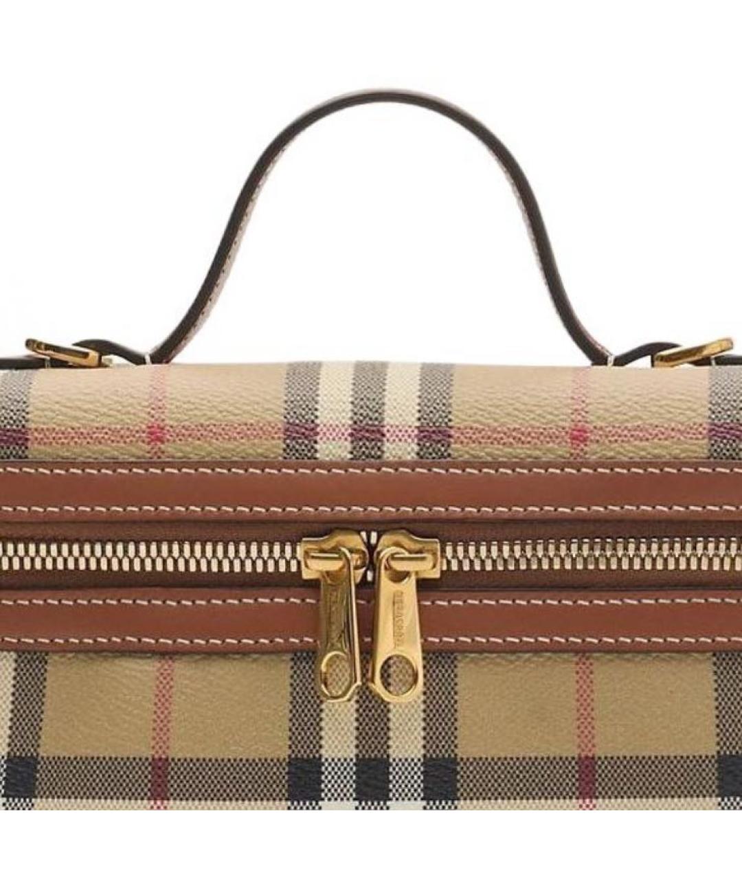 BURBERRY Бежевая кожаная сумка с короткими ручками, фото 4