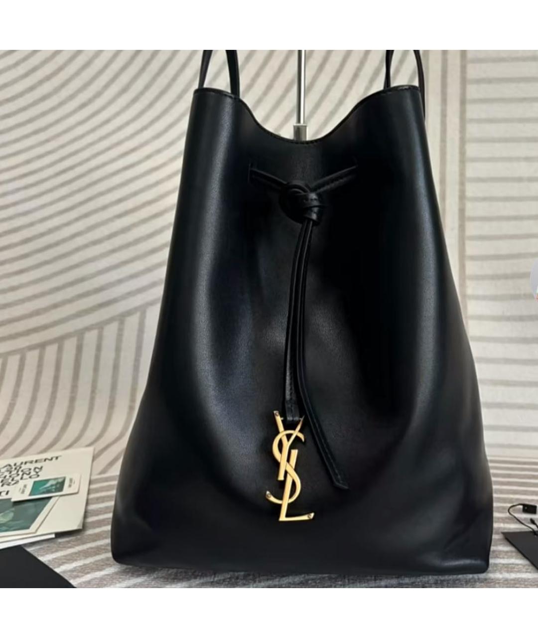 SAINT LAURENT Черная кожаная сумка через плечо, фото 2