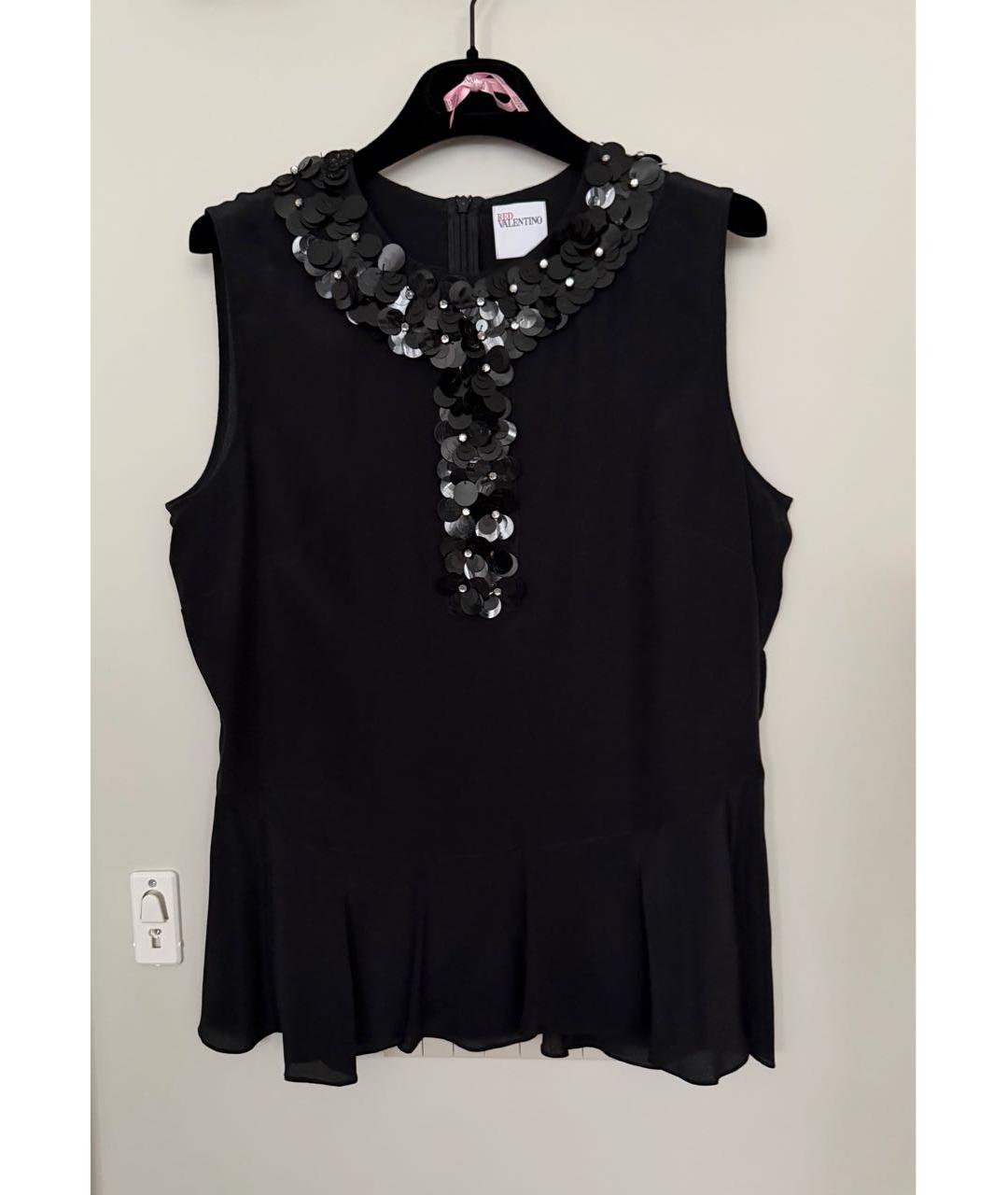 RED VALENTINO Черная шелковая блузы, фото 9