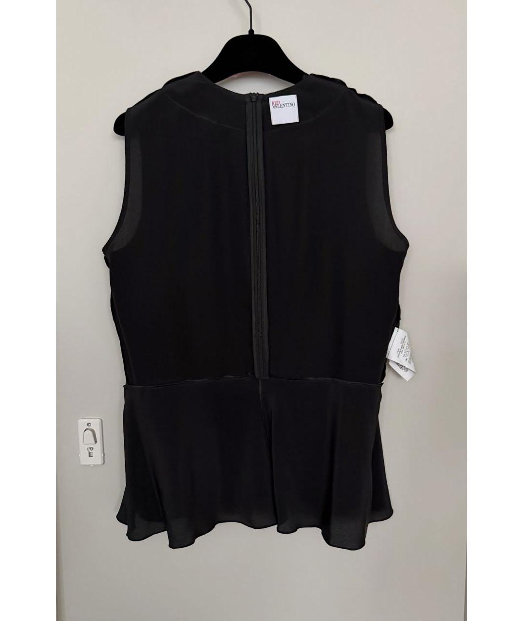 RED VALENTINO Черная шелковая блузы, фото 3