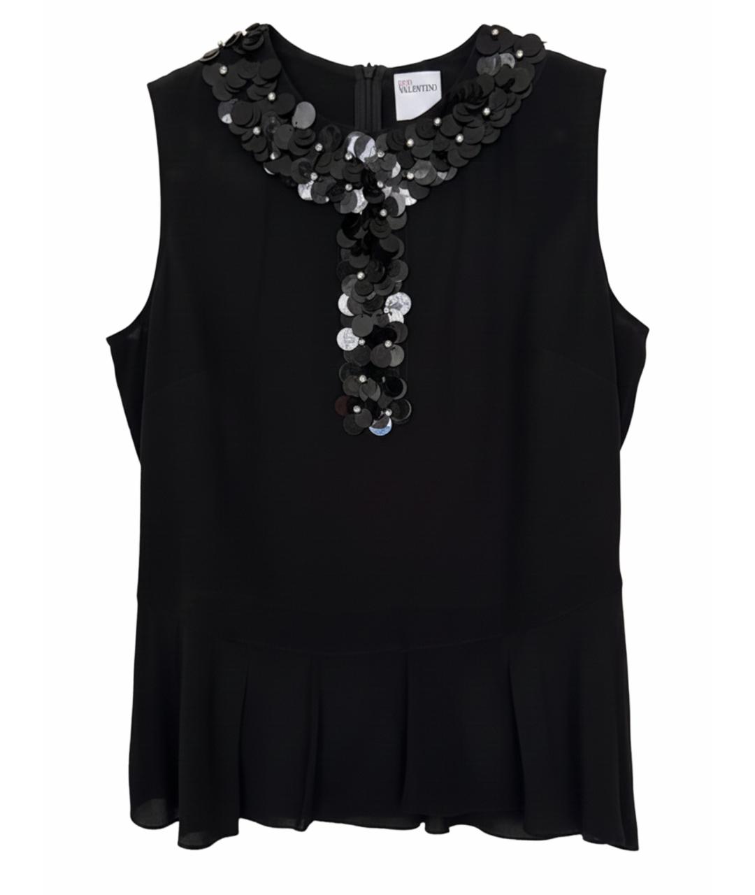 RED VALENTINO Черная шелковая блузы, фото 1