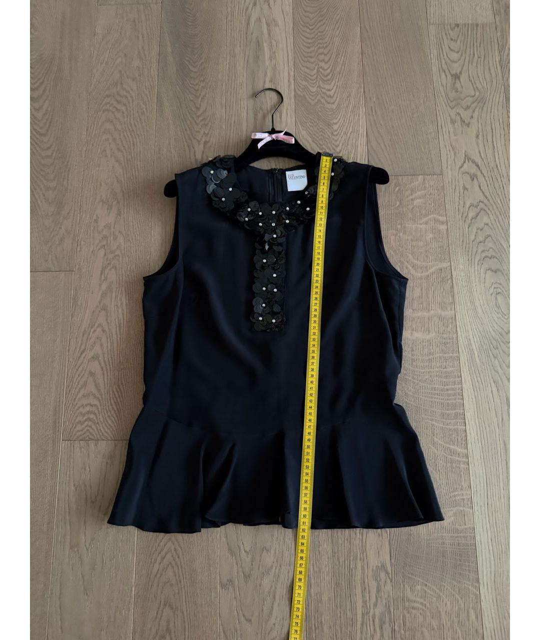 RED VALENTINO Черная шелковая блузы, фото 7