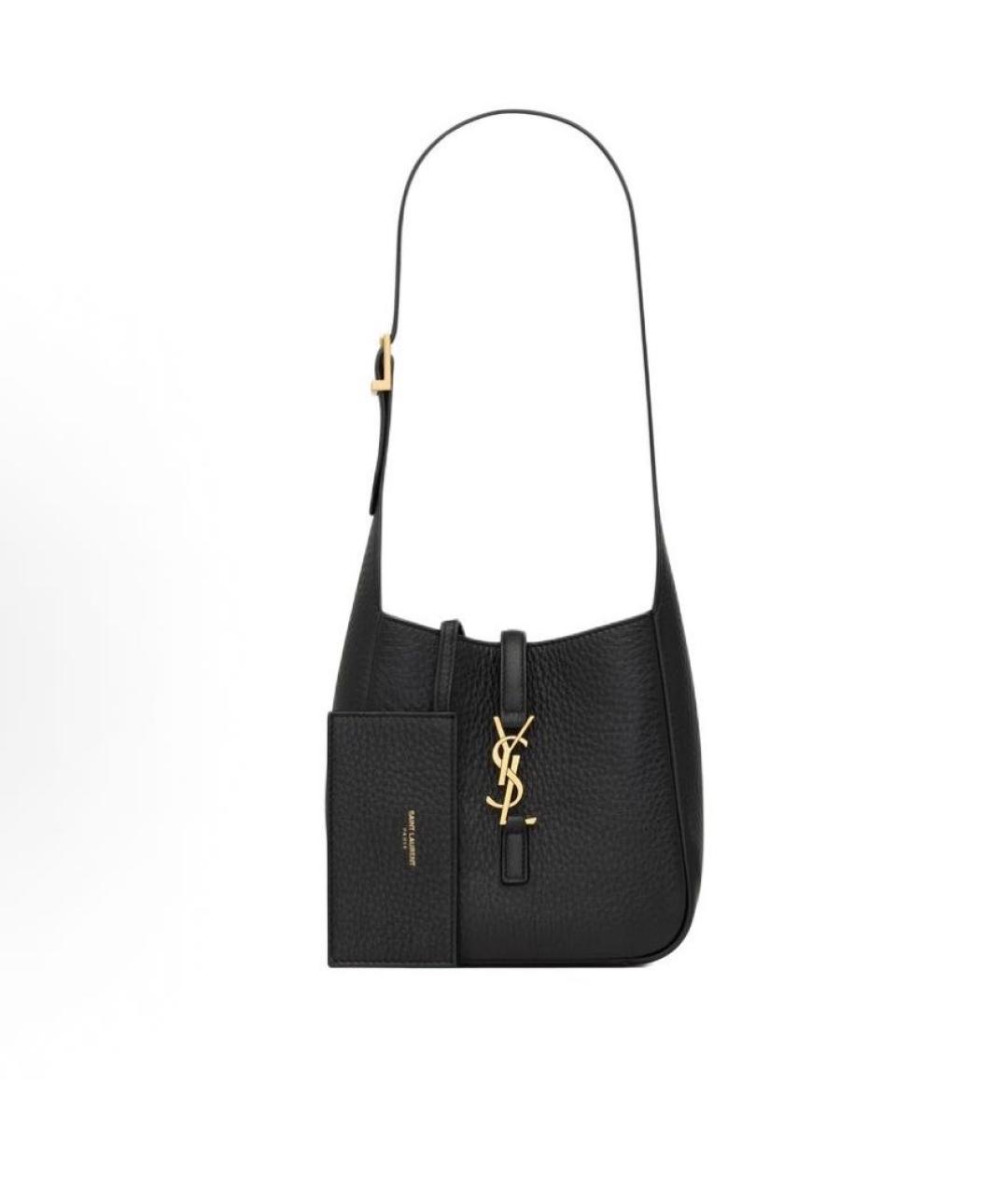 SAINT LAURENT Черная кожаная сумка с короткими ручками, фото 4