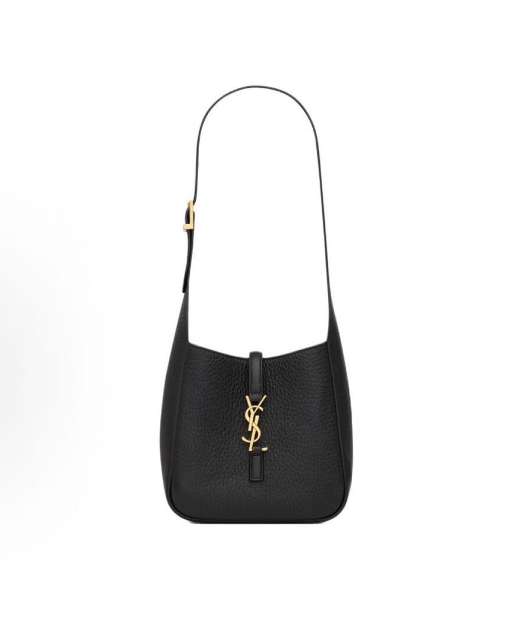 SAINT LAURENT Черная кожаная сумка с короткими ручками, фото 5