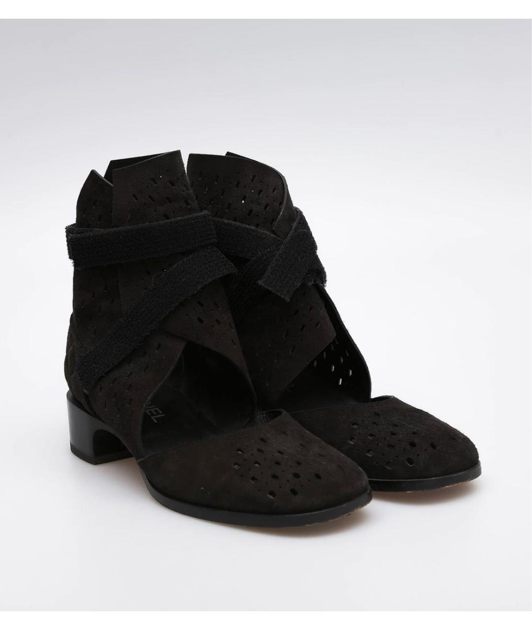 CHANEL Черные замшевые босоножки, фото 2