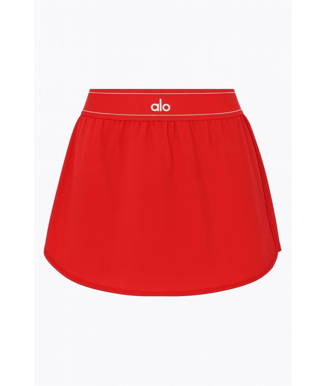 ALO YOGA Красная полиэстеровая юбка-шорты, фото 5