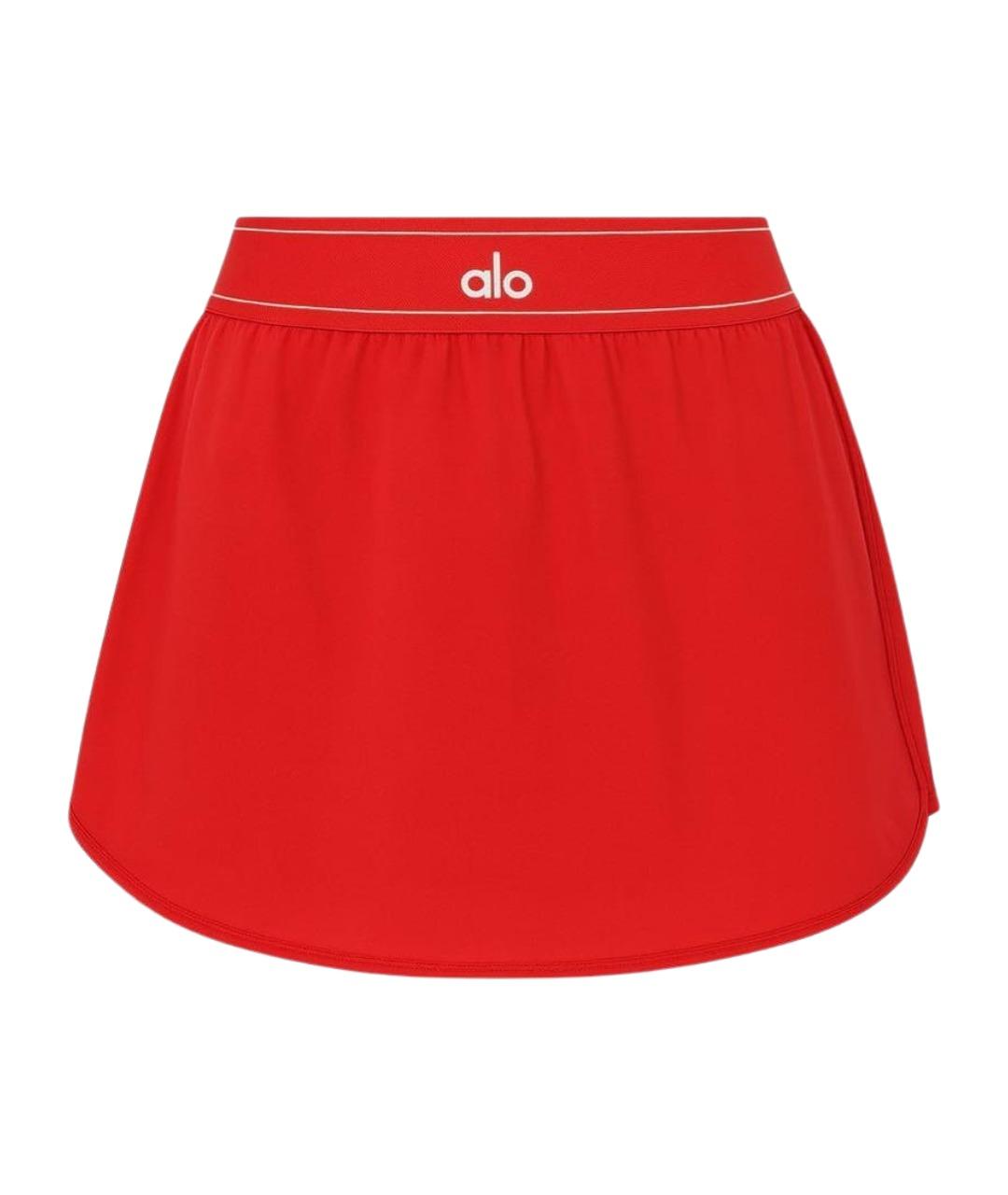 ALO YOGA Красная полиэстеровая юбка-шорты, фото 1