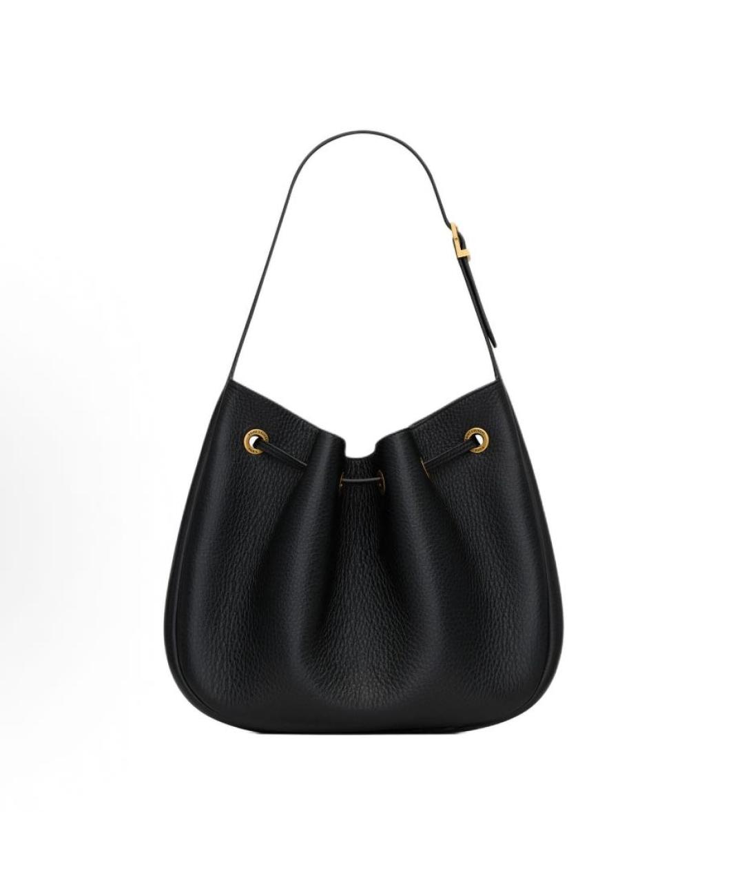 SAINT LAURENT Черная кожаная сумка с короткими ручками, фото 4