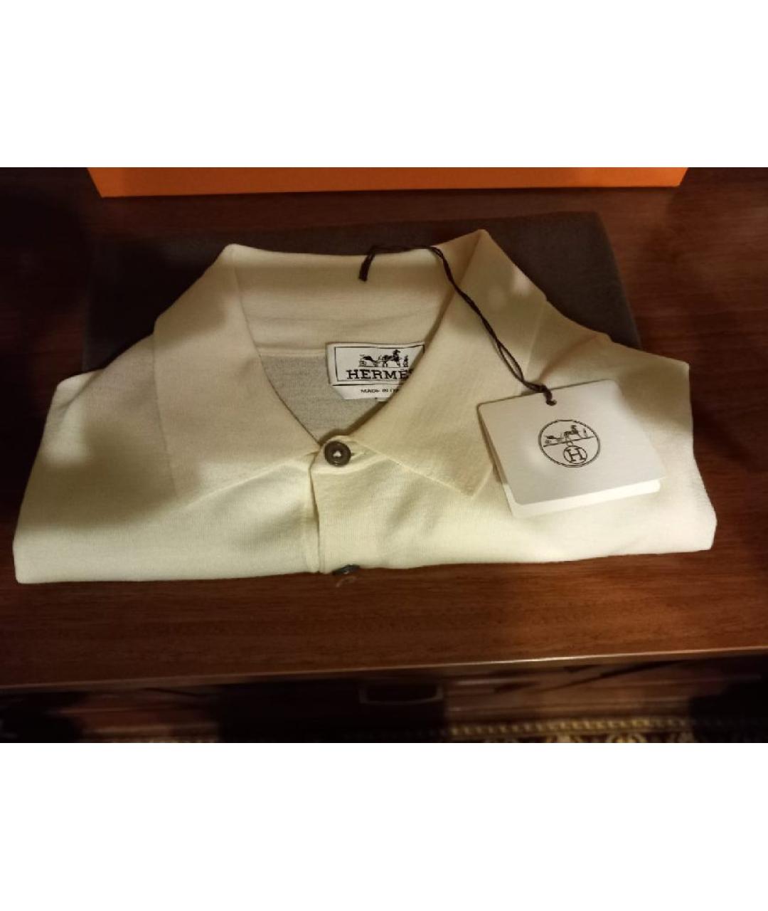 HERMES Бежевое поло с коротким рукавом, фото 7