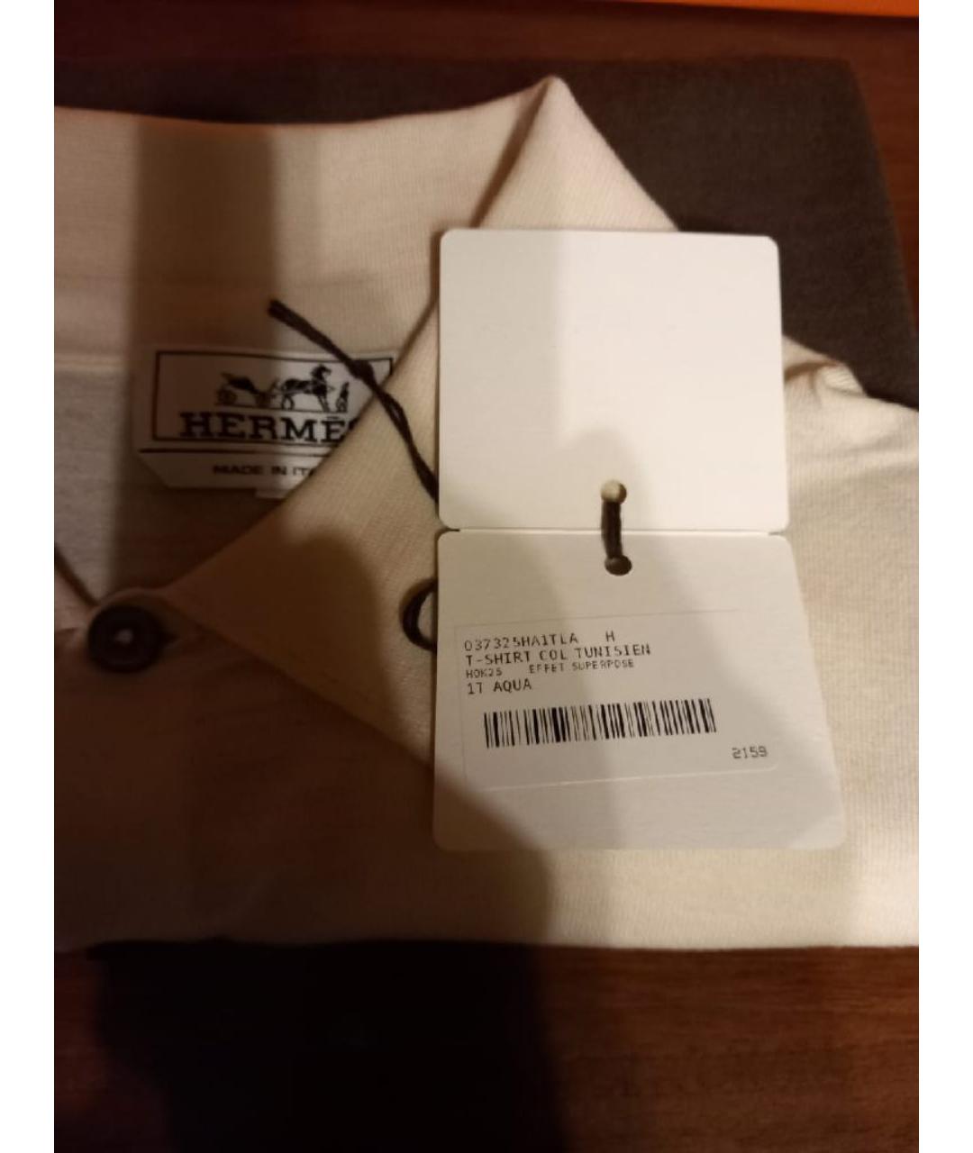 HERMES Бежевое поло с коротким рукавом, фото 6