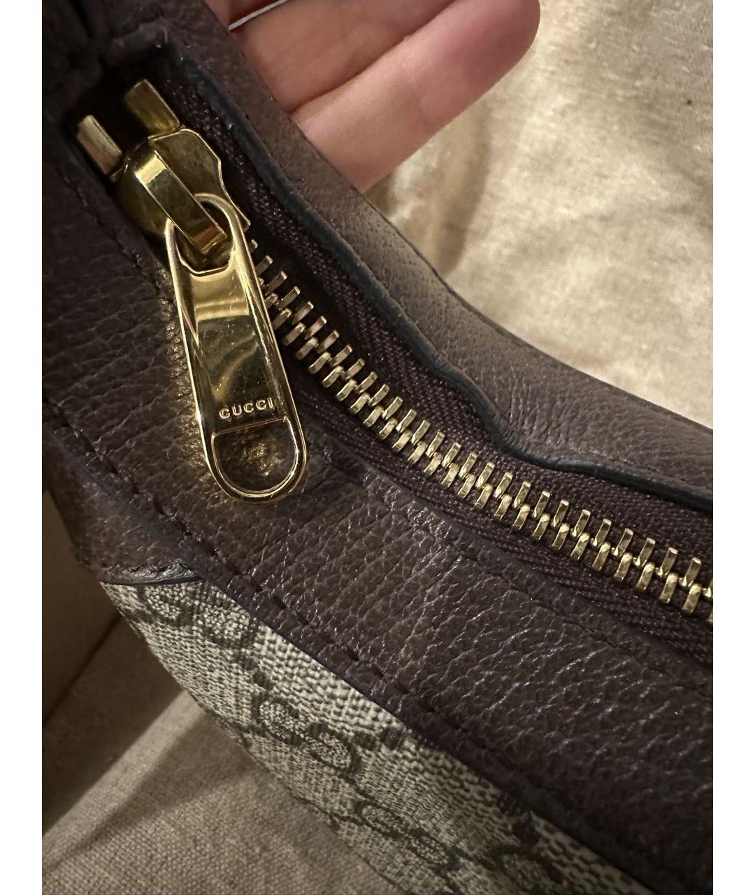 GUCCI Коричневая тканевая сумка с короткими ручками, фото 6