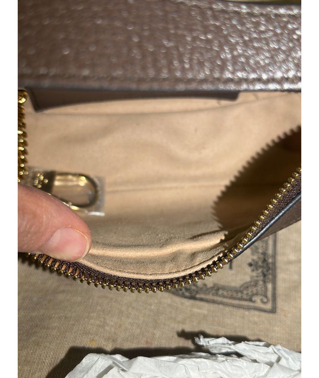 GUCCI Коричневая тканевая сумка с короткими ручками, фото 7