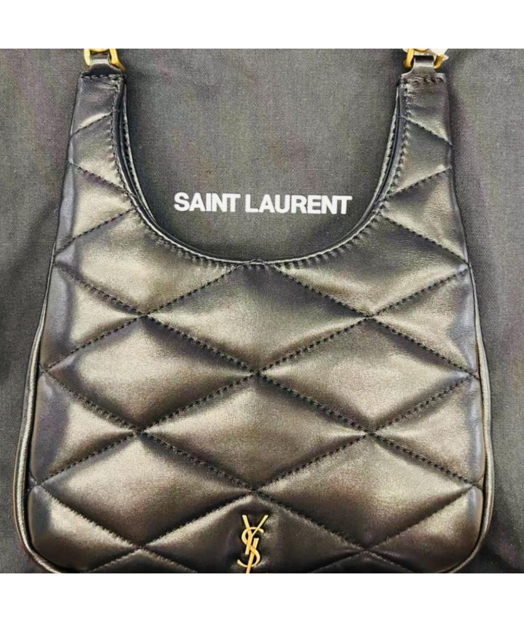 SAINT LAURENT Черная кожаная сумка через плечо, фото 2