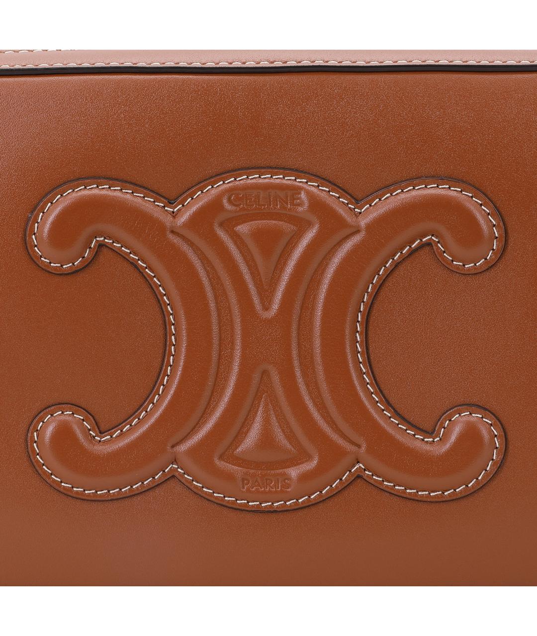 CELINE Коричневая кожаная сумка через плечо, фото 5