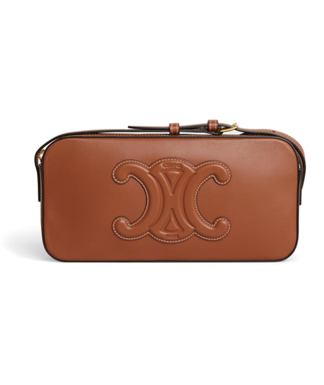 CELINE Коричневая кожаная сумка через плечо, фото 1