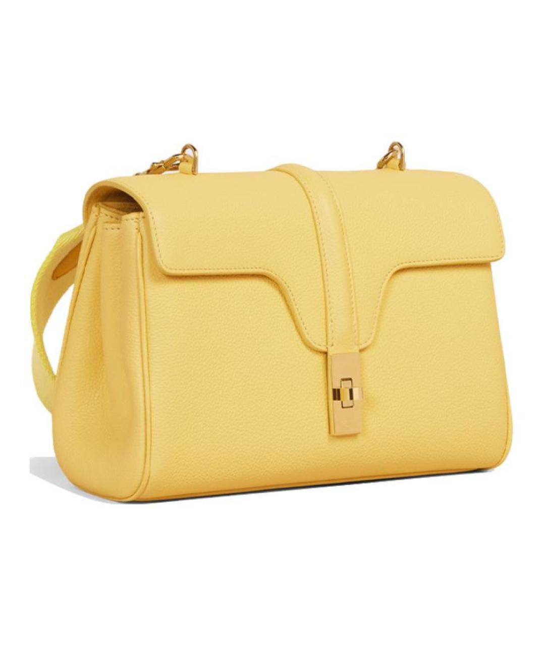 CELINE Желтая кожаная сумка через плечо, фото 2