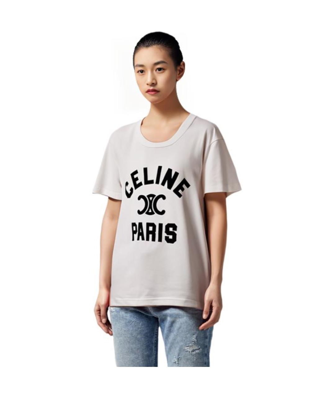 CELINE Белая хлопковая футболка, фото 6