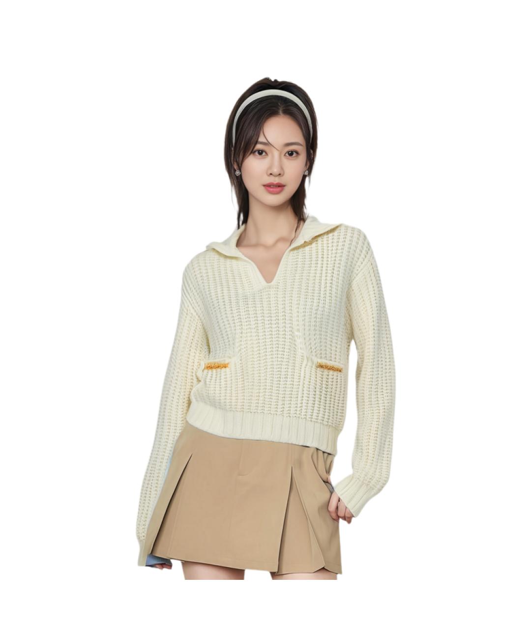 CELINE Бежевый шерстяной джемпер / свитер, фото 3