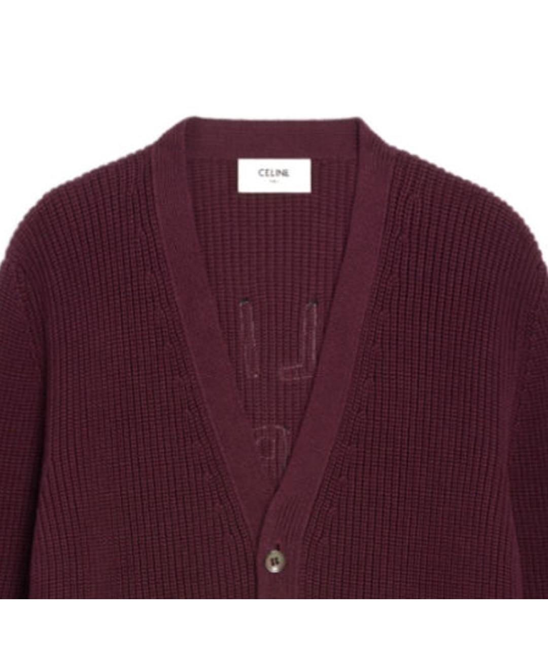 CELINE Бордовый хлопковый кардиган, фото 3