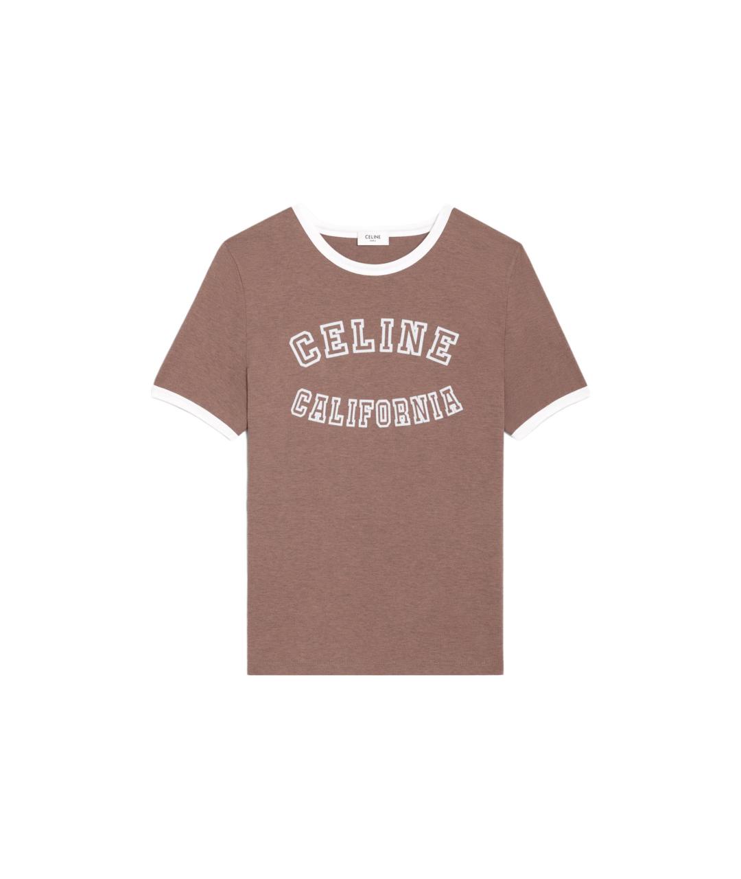 CELINE Коричневая хлопковая футболка, фото 1