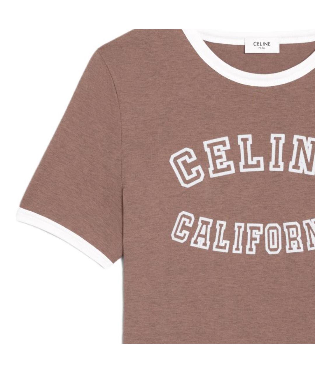 CELINE Коричневая хлопковая футболка, фото 4