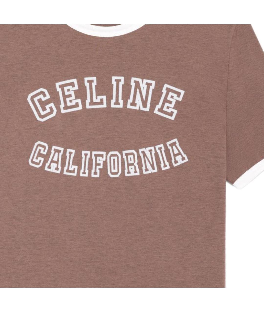 CELINE Коричневая хлопковая футболка, фото 5