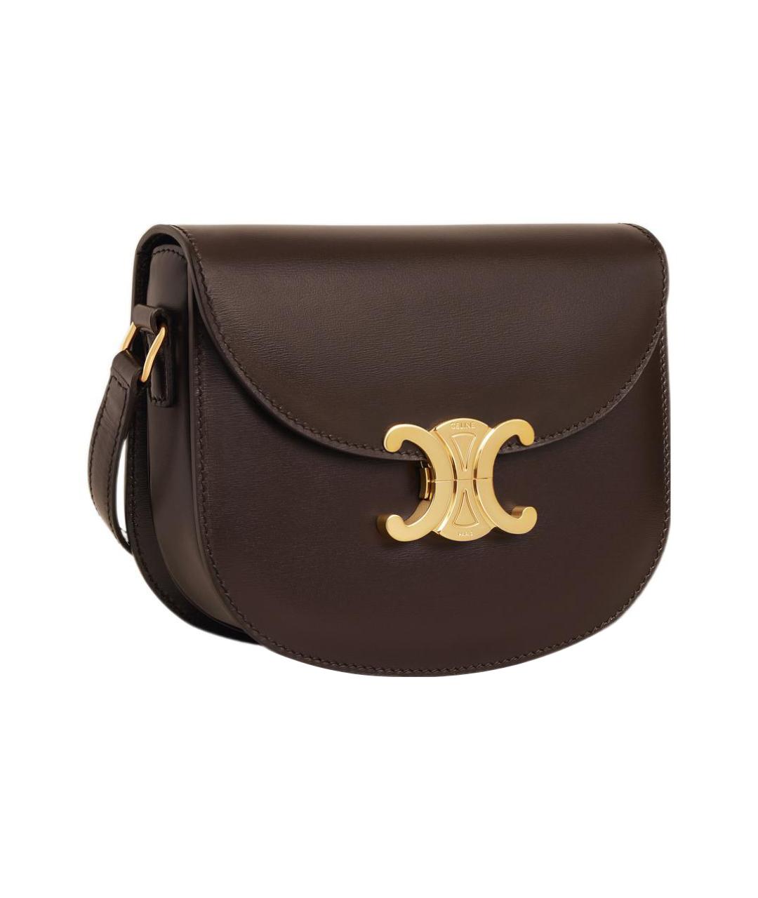 CELINE Коричневая кожаная сумка через плечо, фото 2