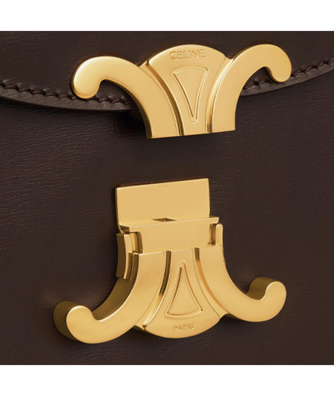 CELINE Коричневая кожаная сумка через плечо, фото 4
