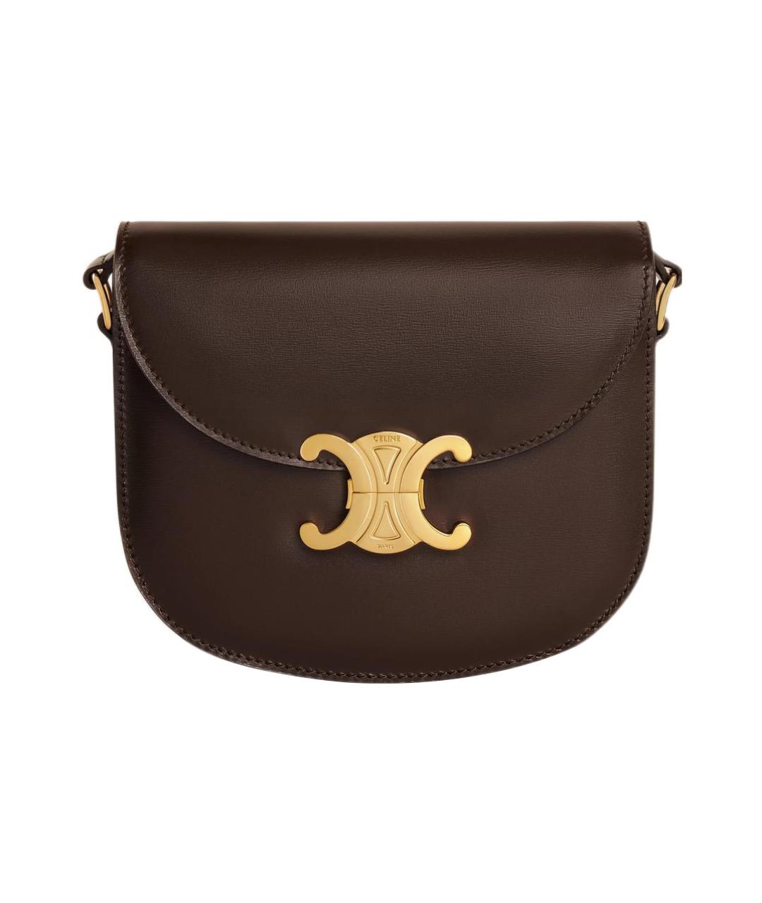 CELINE Коричневая кожаная сумка через плечо, фото 1
