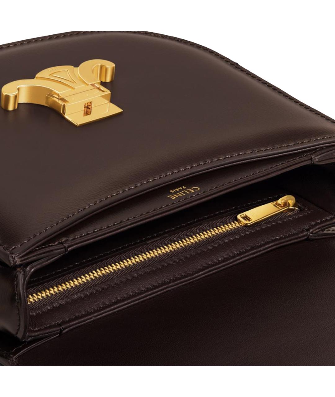 CELINE Коричневая кожаная сумка через плечо, фото 5