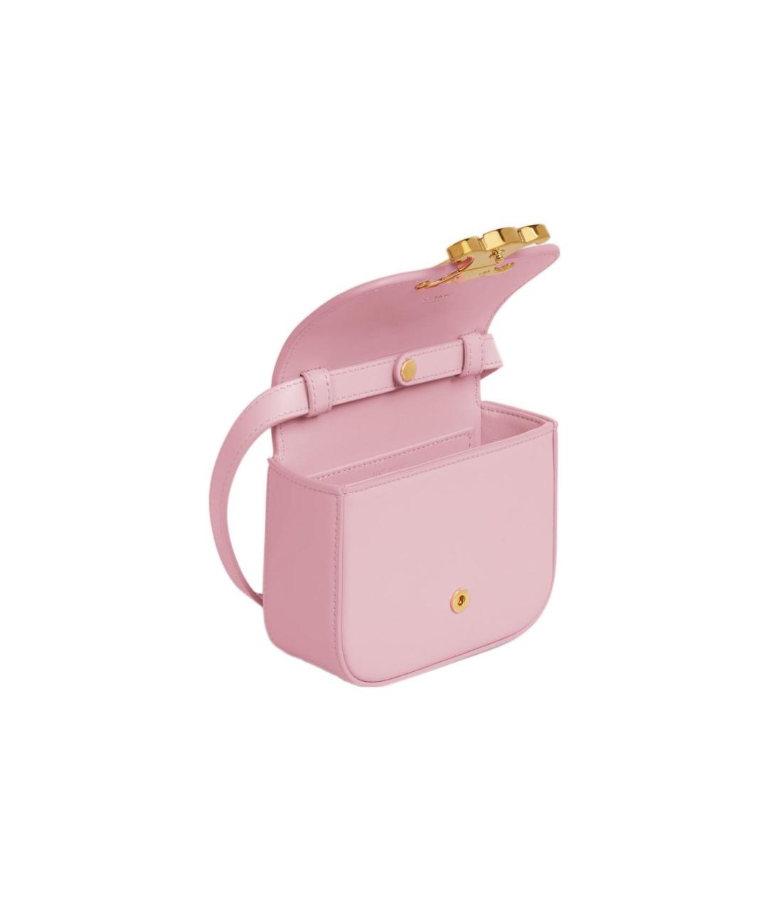 CELINE Розовая кожаная сумка через плечо, фото 4