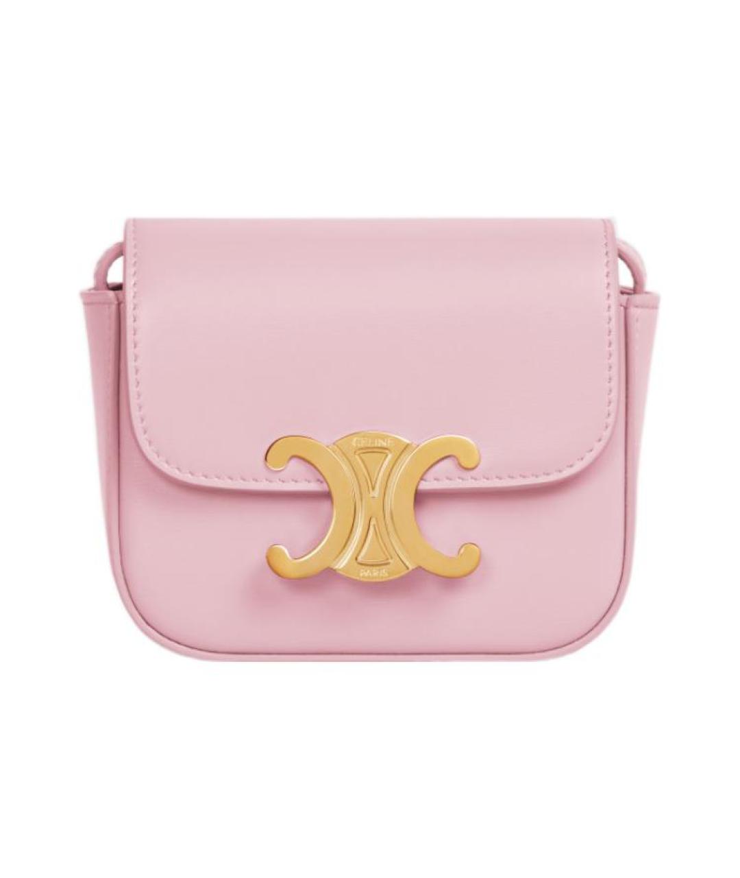 CELINE Розовая кожаная сумка через плечо, фото 1
