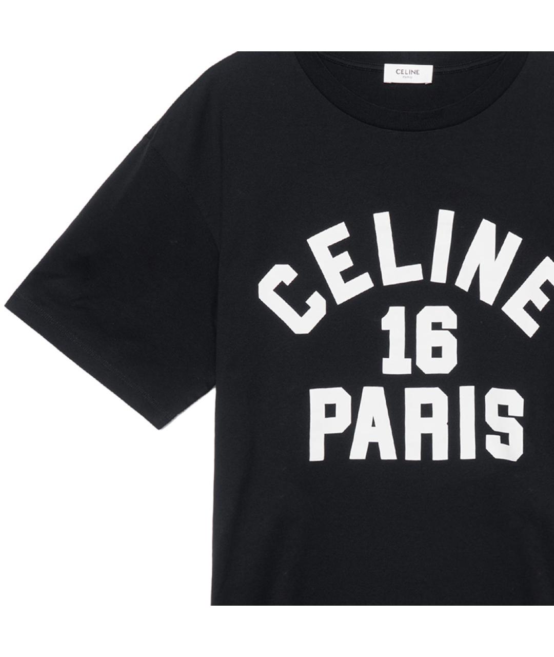 CELINE Черная хлопковая футболка, фото 3