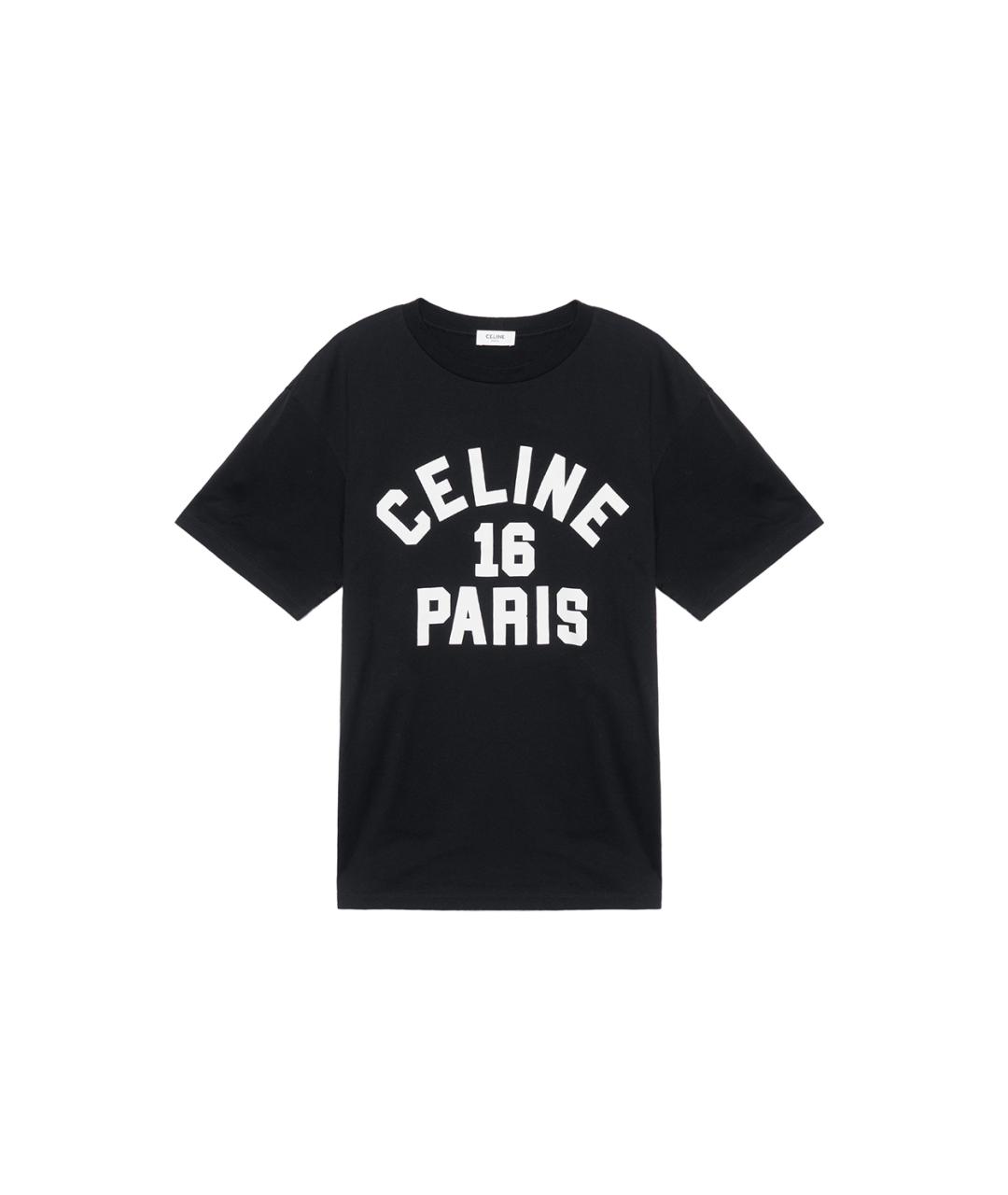 CELINE Черная хлопковая футболка, фото 1