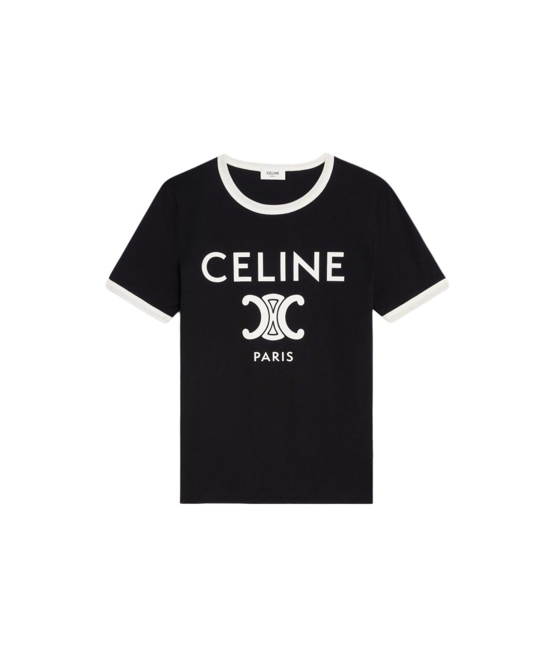 CELINE Черная хлопковая футболка, фото 3