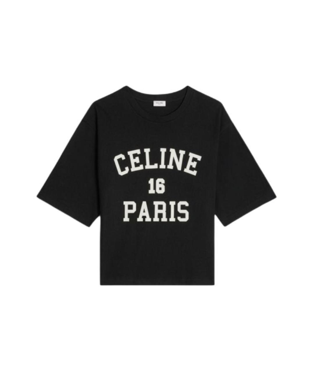 CELINE Черная хлопковая футболка, фото 1