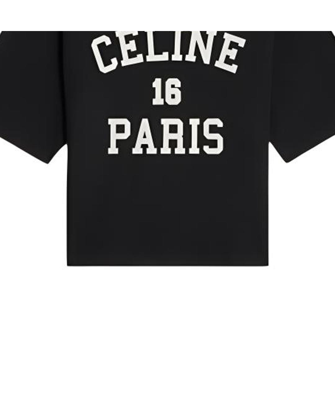 CELINE Черная хлопковая футболка, фото 4