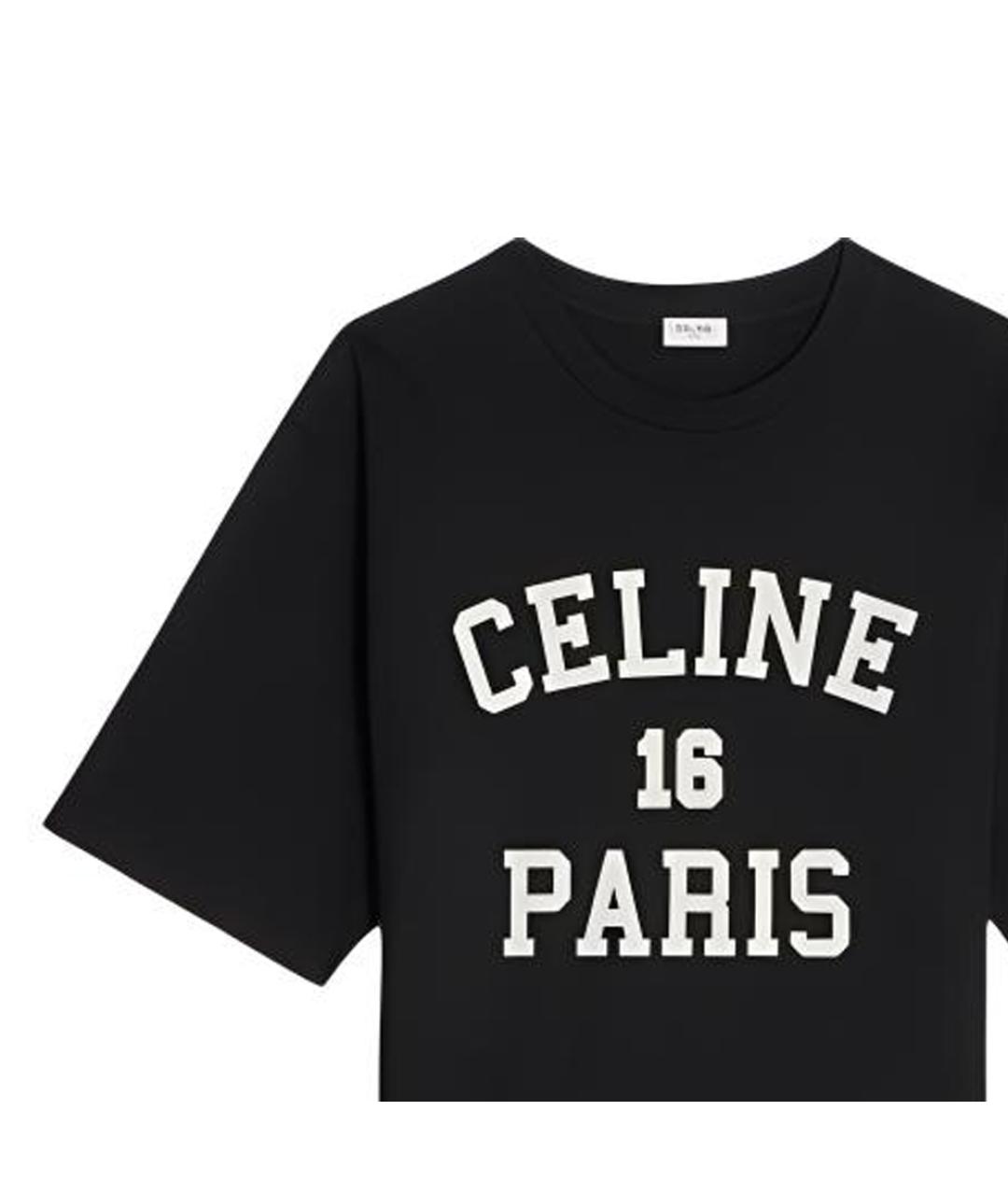 CELINE Черная хлопковая футболка, фото 3