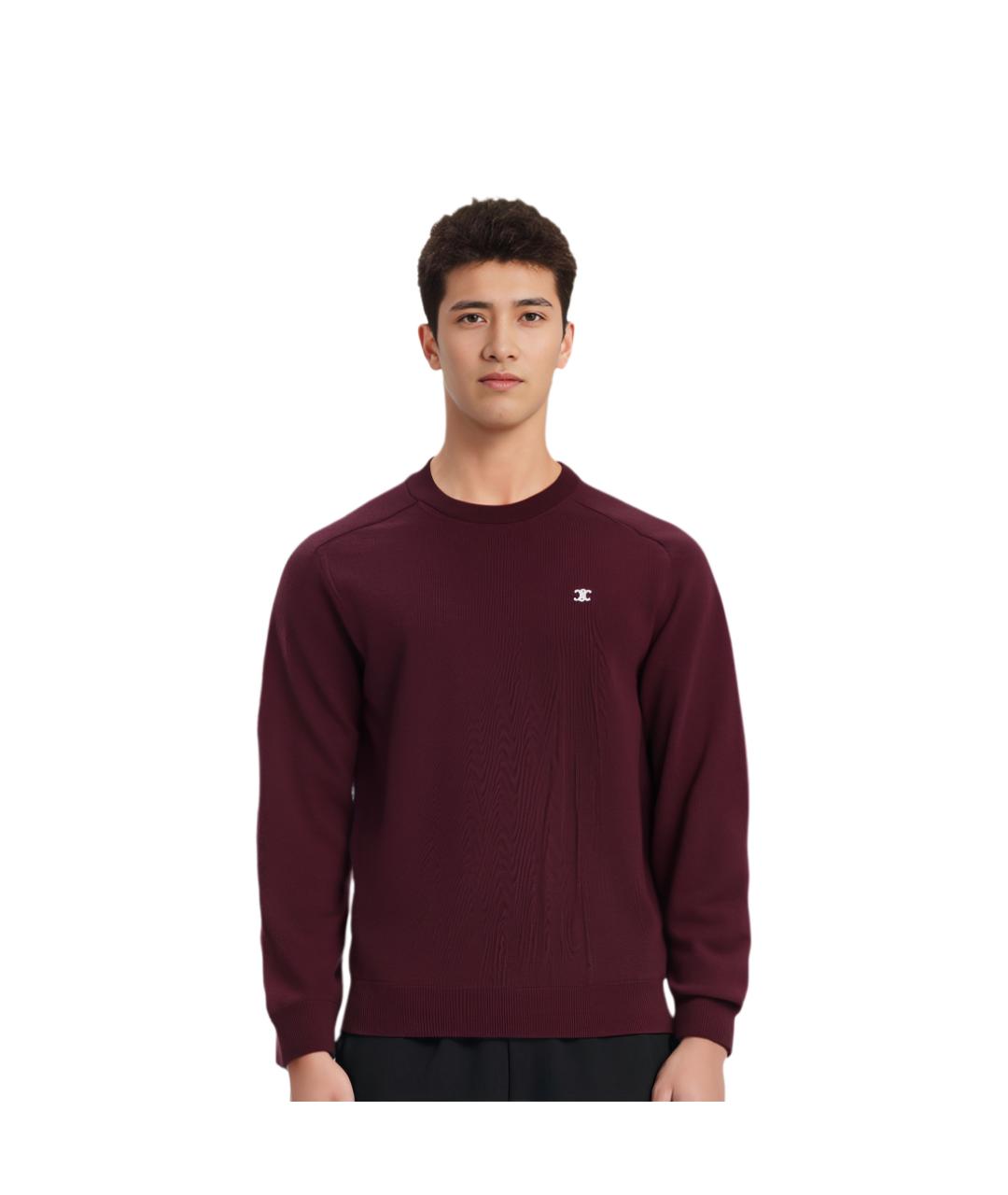 CELINE Бордовый хлопковый джемпер / свитер, фото 3