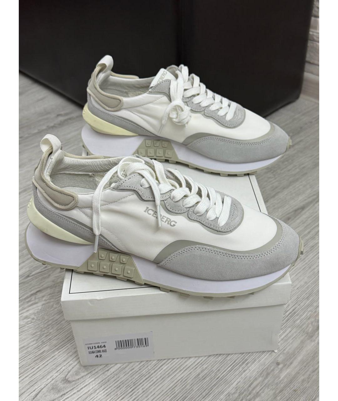 ICEBERG Белые кожаные низкие кроссовки / кеды, фото 9