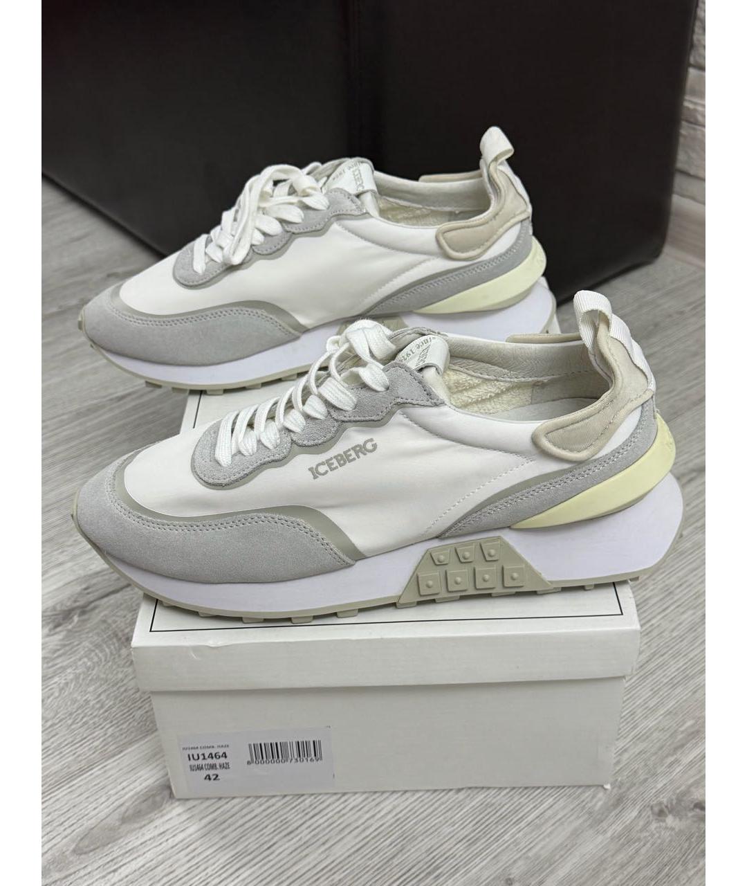 ICEBERG Белые кожаные низкие кроссовки / кеды, фото 6