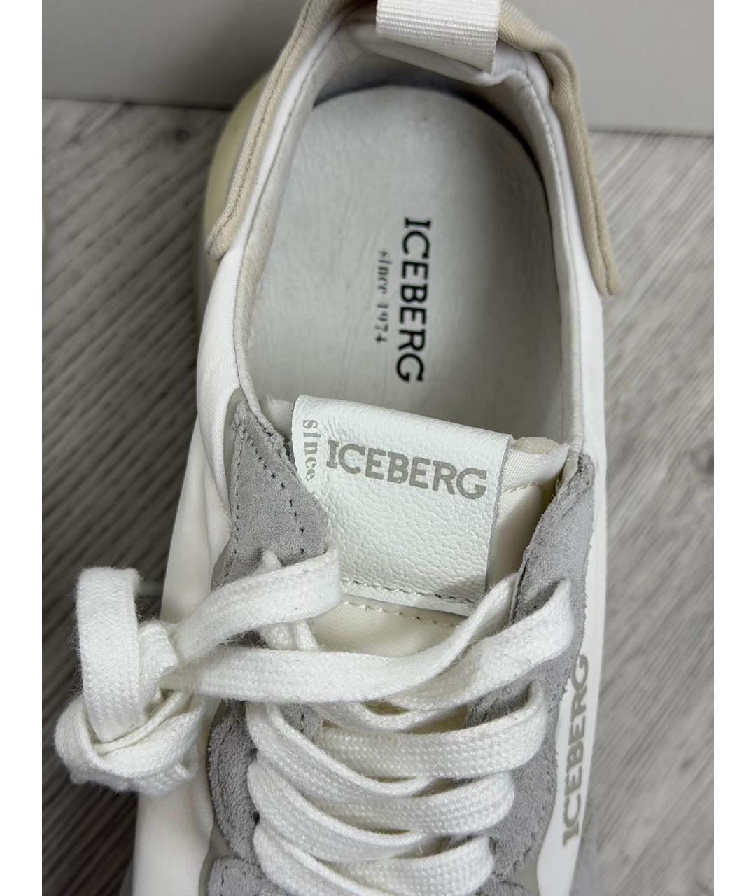 ICEBERG Белые кожаные низкие кроссовки / кеды, фото 3